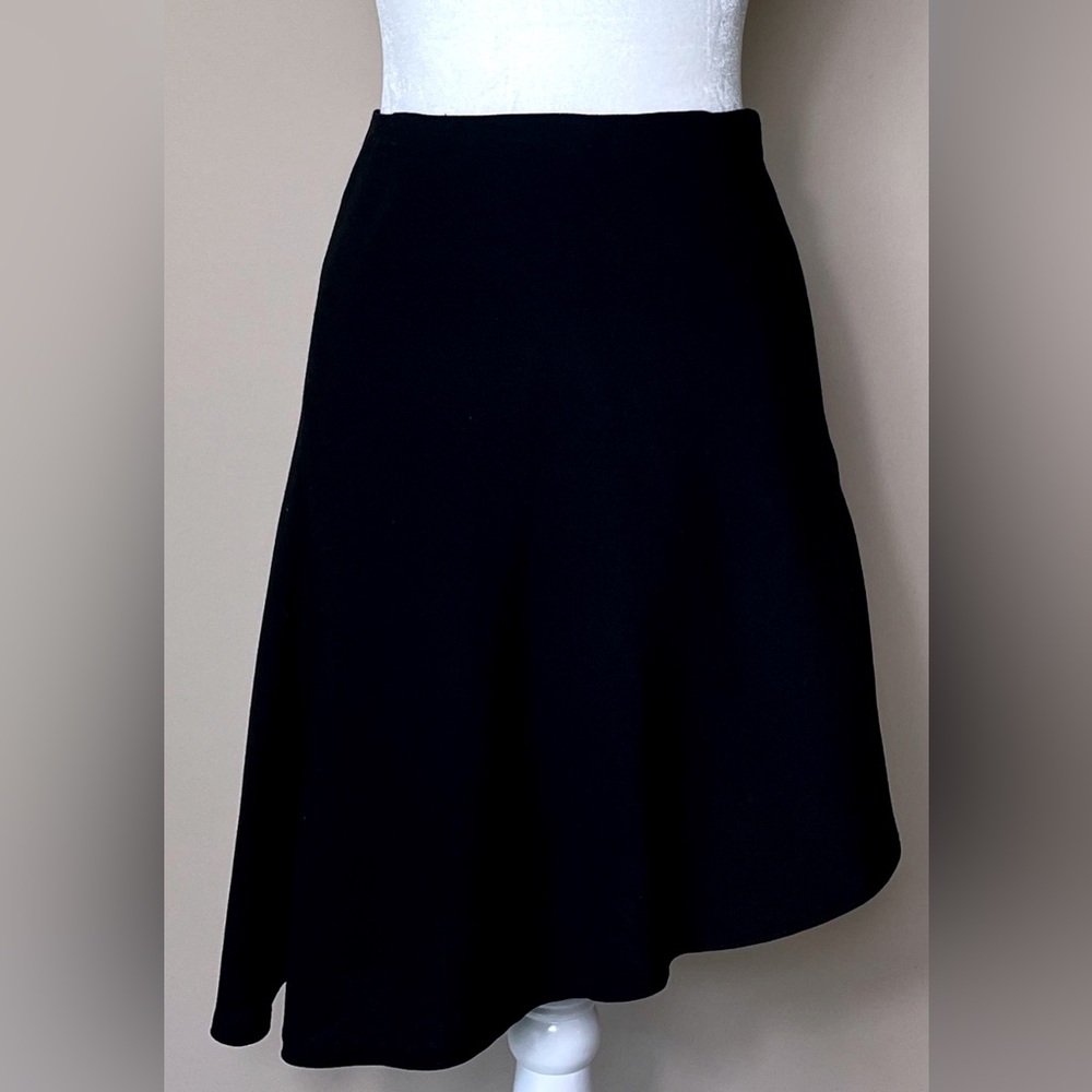 CHANEL black knee length skirt with side slit